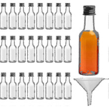 Mini Bottles (24 Pack) - 50ml Empty Reusable Bottles with Screw Caps and Funnel