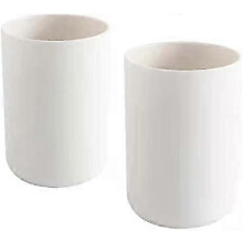 Set of 2 toothbrush cups, toothbrush holder, cup, plastic cup 300 ml (white and white)