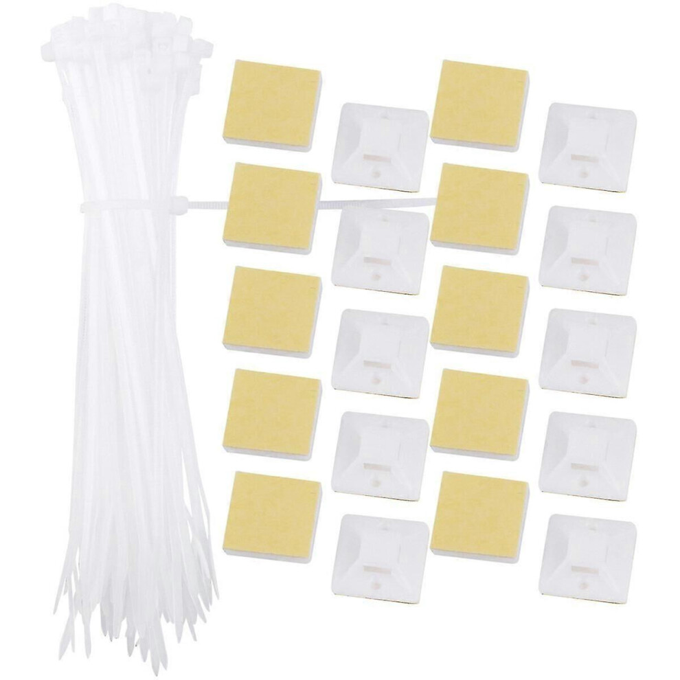 Multi-Purpose Adhesive Mounts For Cable Ties (White) White
