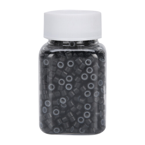 (1# Black) Haarverlängerungsringe Silikon Aluminium