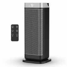 (Black / Grey, 17") Air Pro Portable Electric Space Heater - Remote Control - LED Display 1-12HR Timer - 2 Sizes, 10"/17"