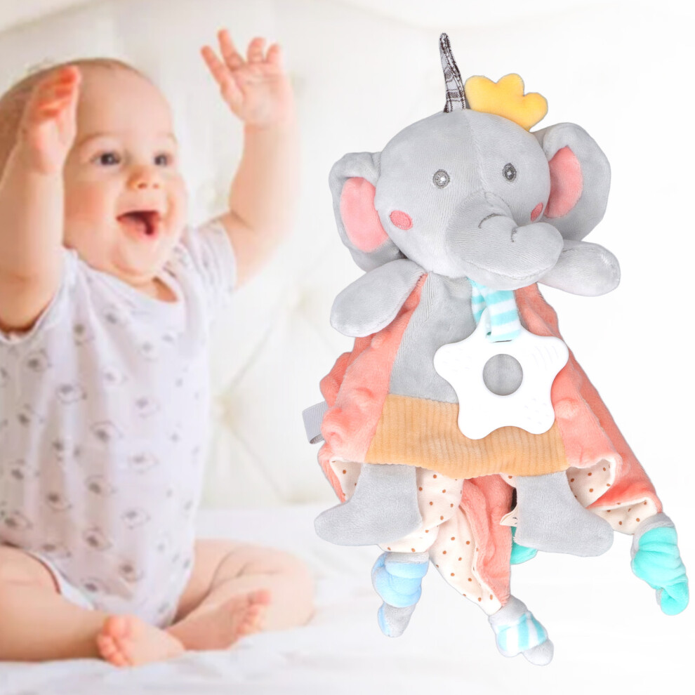 Baby Elephant Snuggle Blanket - Odorless Soft Tactile Teether 35x35cm