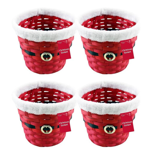 4 Round Christmas Hamper Basket Gift Hamper 19cm
