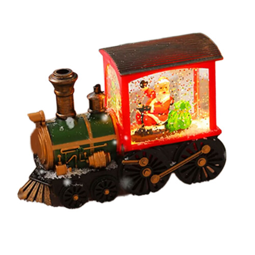 Elegant Santa Snowman Riding A Train Figurine-elder Painted
