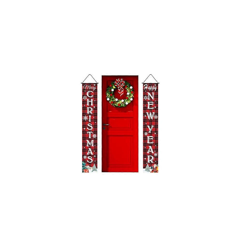 Kikidex (As Show, One Size) Chengzi Christmas Couplet Festive Door Curtains Flags Santa Claus Snowman Couplet Festive Decorations (Lattice)