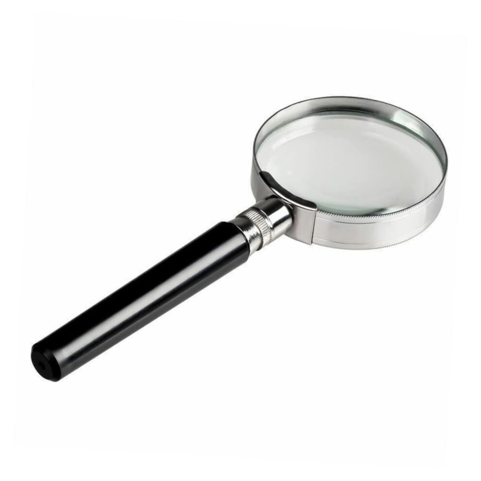 Black Handheld Magnifying Glass 50Mm Plastic Handle Portable Magnifier For Reading Observation And Detailed Examination