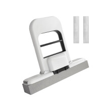 Mini Mop Short-Handle Desk Cleaning Mop With 3 Replacement Sponge Heads For Corners And Counters Black And White