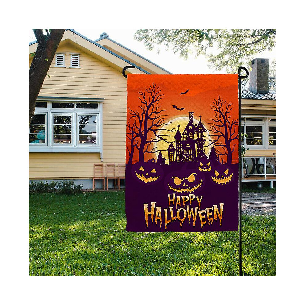 Kikidex (As Show, One Size) Double Sided Halloween Garden Flag, Linen Outdoor Decoration