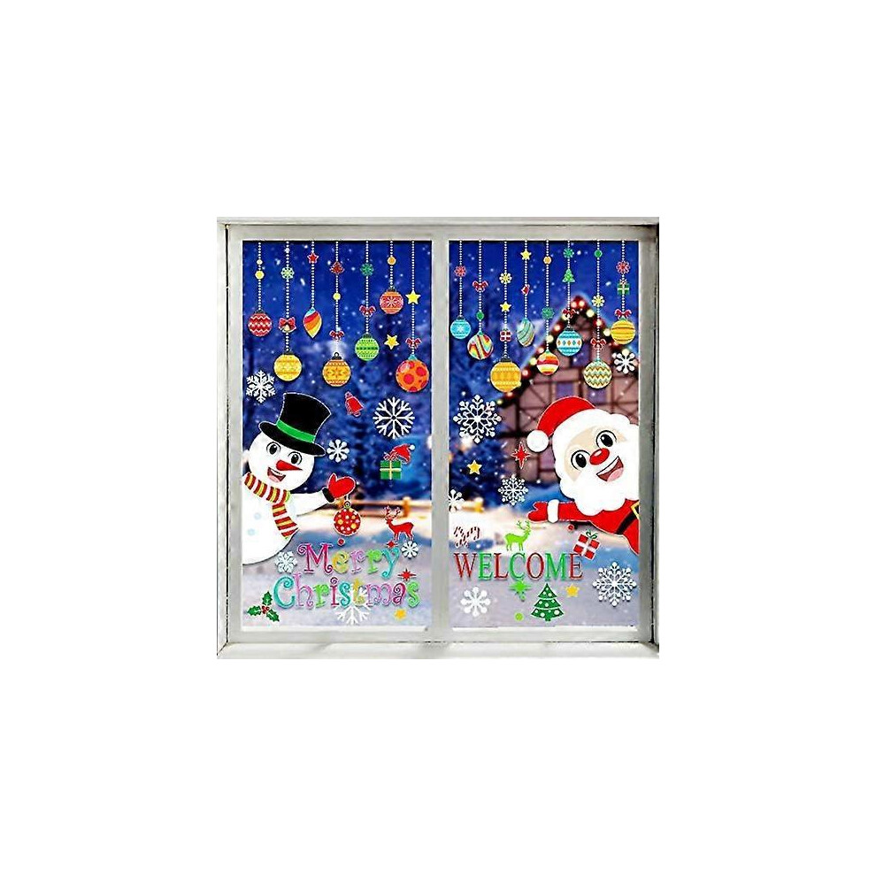 Kikidex (As Show, One Size) Fingooo 8 Sheet 120 Pieces Christmas Window Cling Snowflakes Decals Clings For Home/Shop Window Display