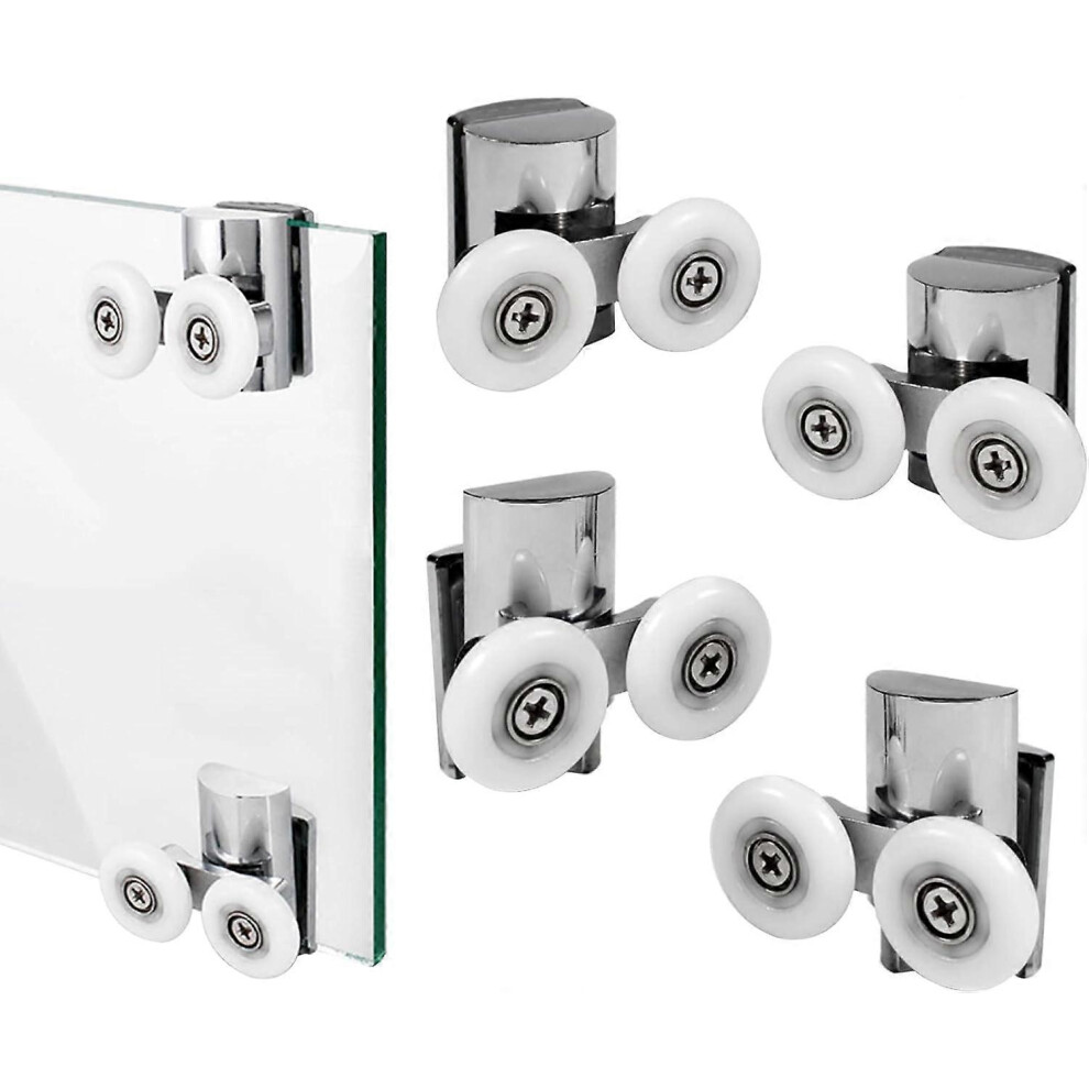 Kikidex (As Show, One Size) Set Of 4 Double Shower Door Casters 23Mm Roller For Sliding Shower Door