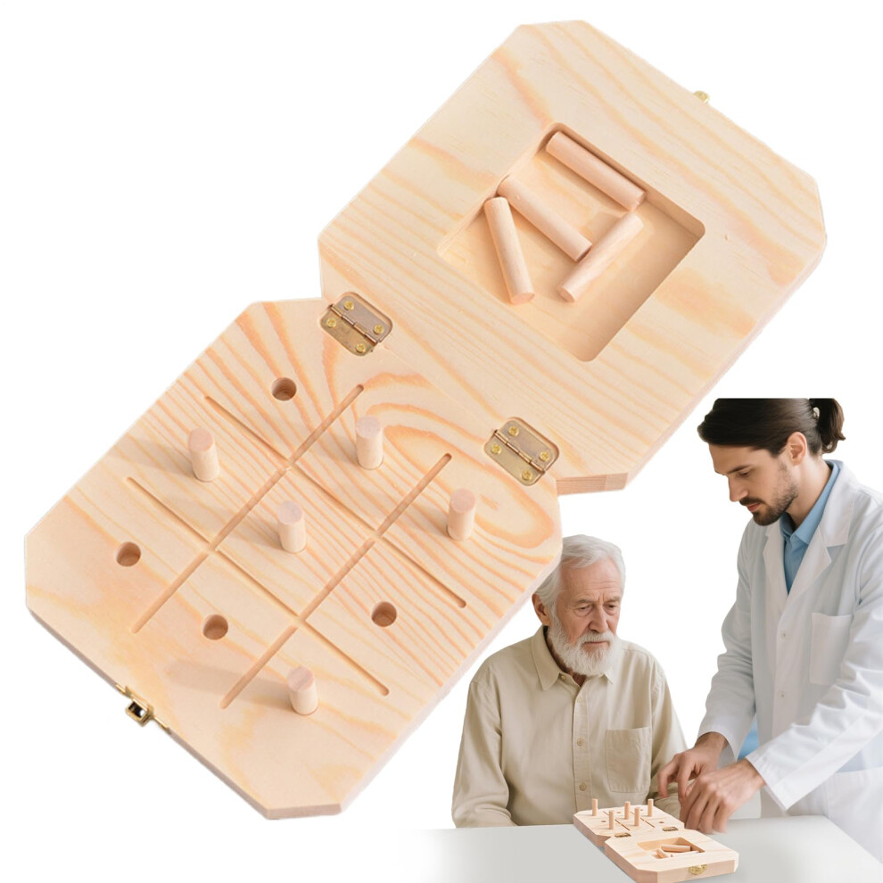 Wooden Pegboard for Finger Dexterity - Wooden Hand Training Peg Board - 9-Hole Peg Board for Hand Exercise Test