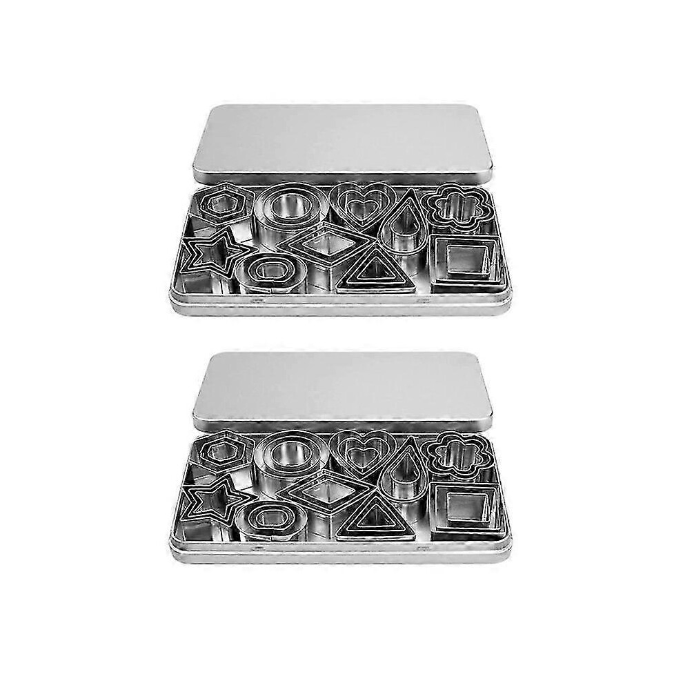 Kikidex (As Show, One Size) 60-Piece Stainless Steel Biscuit Mold Mini Fondant Mold Geometric Biscuit Cutting Mold Baking Tool