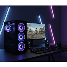 Fast Gaming PC Bundle Core i5 16GB RAM 1TB &amp; 128GB SSD 4GB GT1030 22'' + Speakers