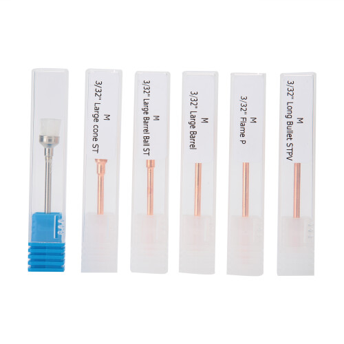 6x Rose Gold Nail Drill Bits Polishing Brush Set