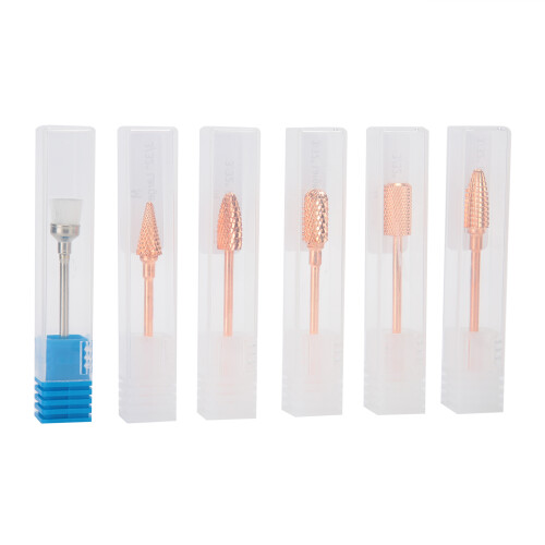 6x Rose Gold Nail Drill Bits Polishing Brush Set 1