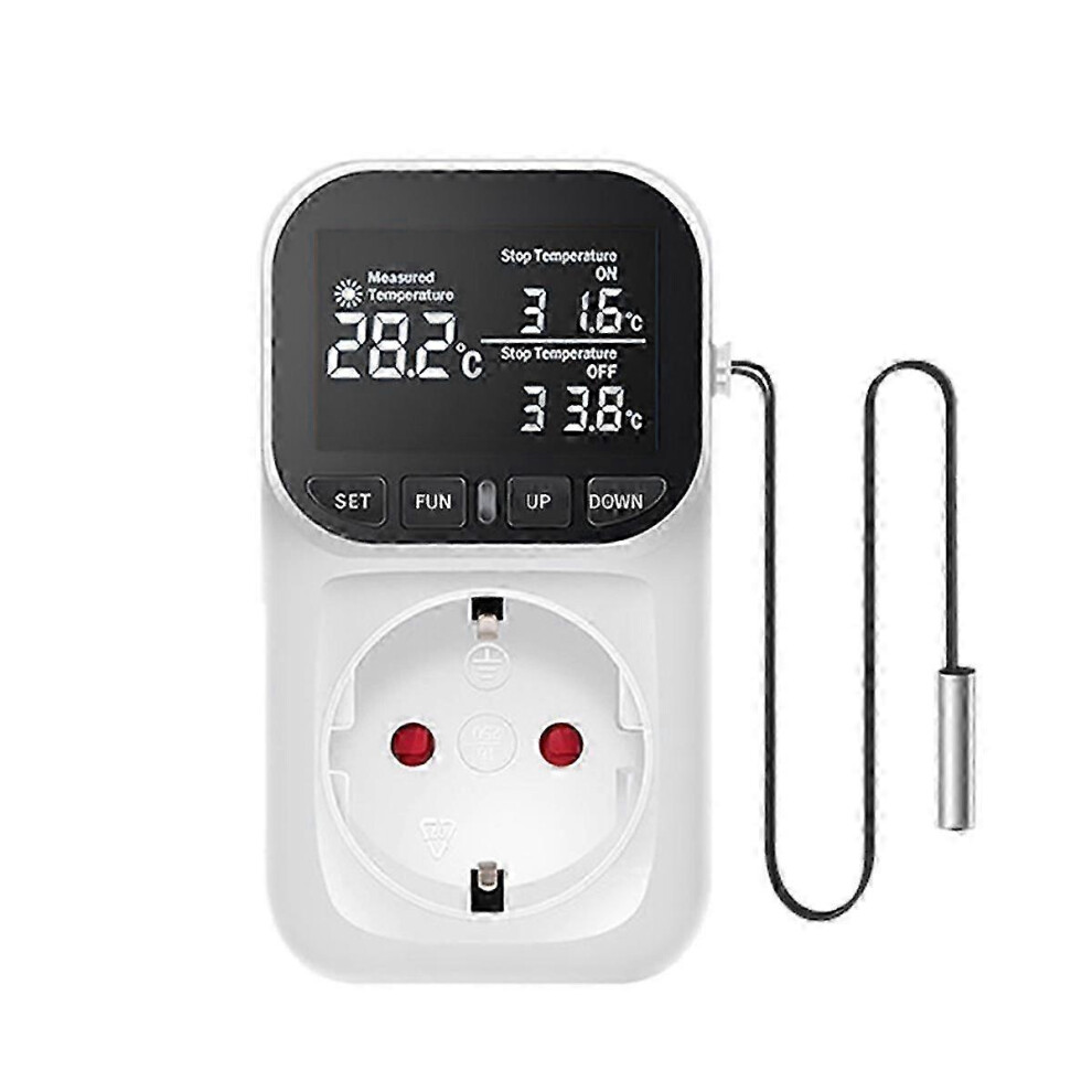 Kikidex (As Show, One Size) Digital Temperature Controller,Reptile Thermostat Timer Switch Plug With Sensor For Home, Greenhous