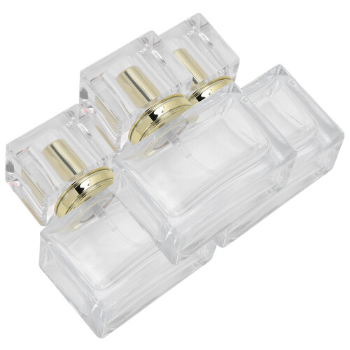 (Gold) 3pcs Glass Empty Perfume Bottle Refillable Spray Dispenser Gold 1