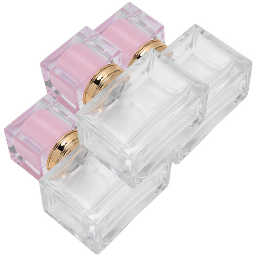 (Pink) 3pcs Glass Empty Perfume Bottle Refillable Spray Dispenser Gold 1