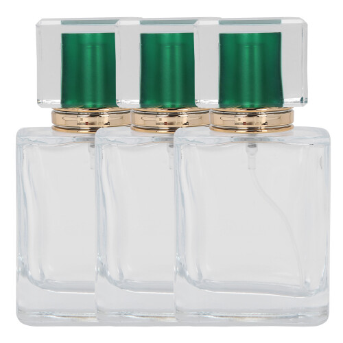 (Green) 50ml Glass Perfume Bottle Refillable Atomizer Makeup Container Green