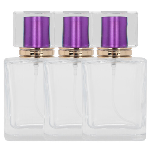 (Purple) 50ml Glass Perfume Bottle Refillable Atomizer Makeup Container Green
