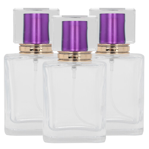 (Purple) 50ml Glass Perfume Bottle Refillable Atomizer Makeup Container Green 1