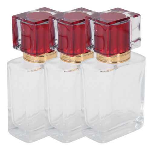 (Red) 50ml Glass Perfume Bottle Refillable Atomizer Makeup Container Green 1