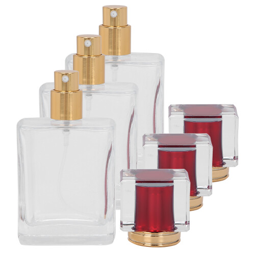 (Red) 50ml Glass Perfume Bottle Refillable Atomizer Makeup Container Green 2