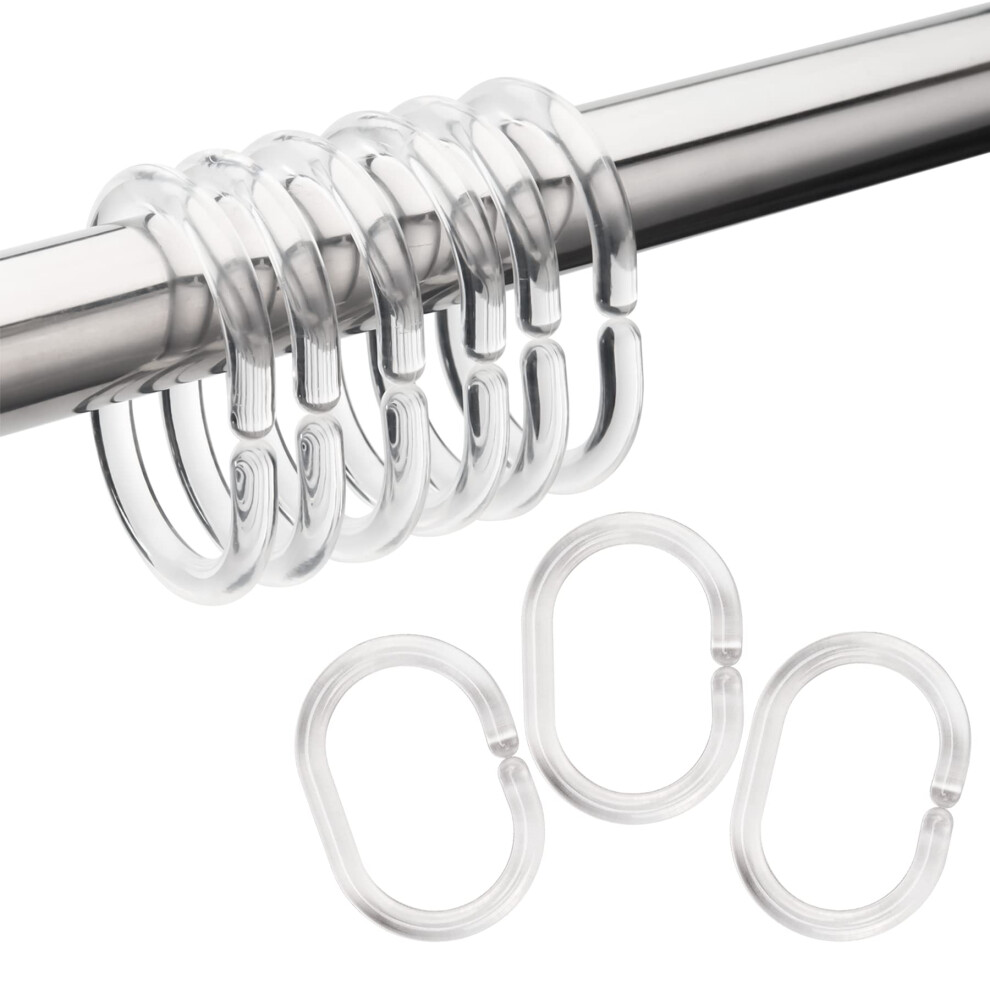 Plastic Shower Curtain Rings Hooks, Shower Curtain Hooks Rings, 24 Pcs Shower Hooks For Shower Curta 9183899236727