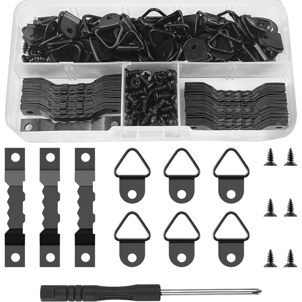 251-Piece Black Picture Hanger Set, Photo Frame Hook Kit With Screwdriver And Screws, Stainless Stee 9183899236604
