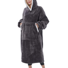 Hoodie blanket with sleeves, long men's Sherpa cuddly pullover blanket, warm, oversize hoodie blanke