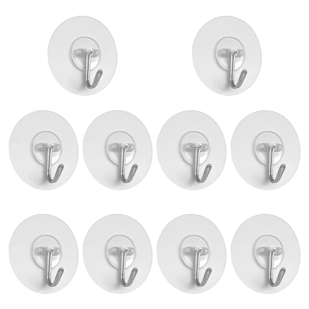 Tuserxln 10 Pack Self-Adhesive Hooks Transparent Sticky Hooks, Clear Adhesive Hooks Self-Sticking, W 9183899236598