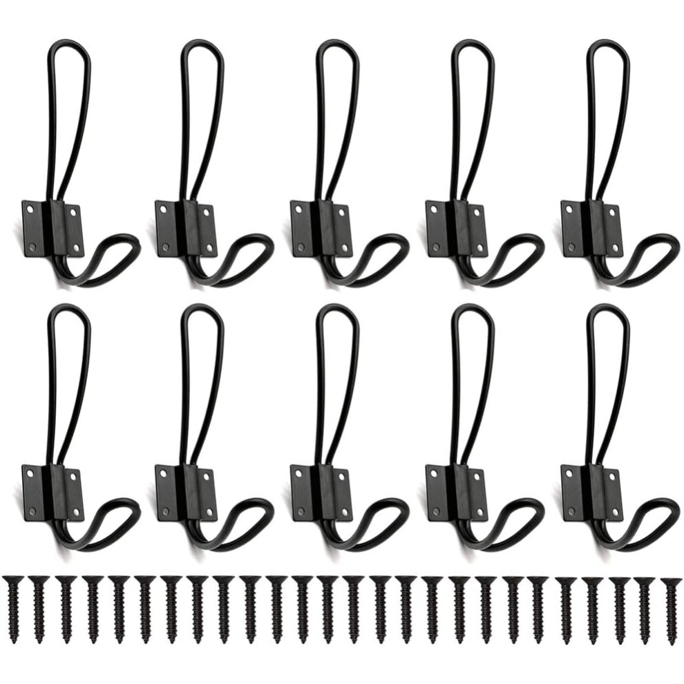 Rustic Entryway Hooks-12 Pack Farmhouse Hooks With Metal Screws Included, Black Decorative Wall Moun 9183899237243