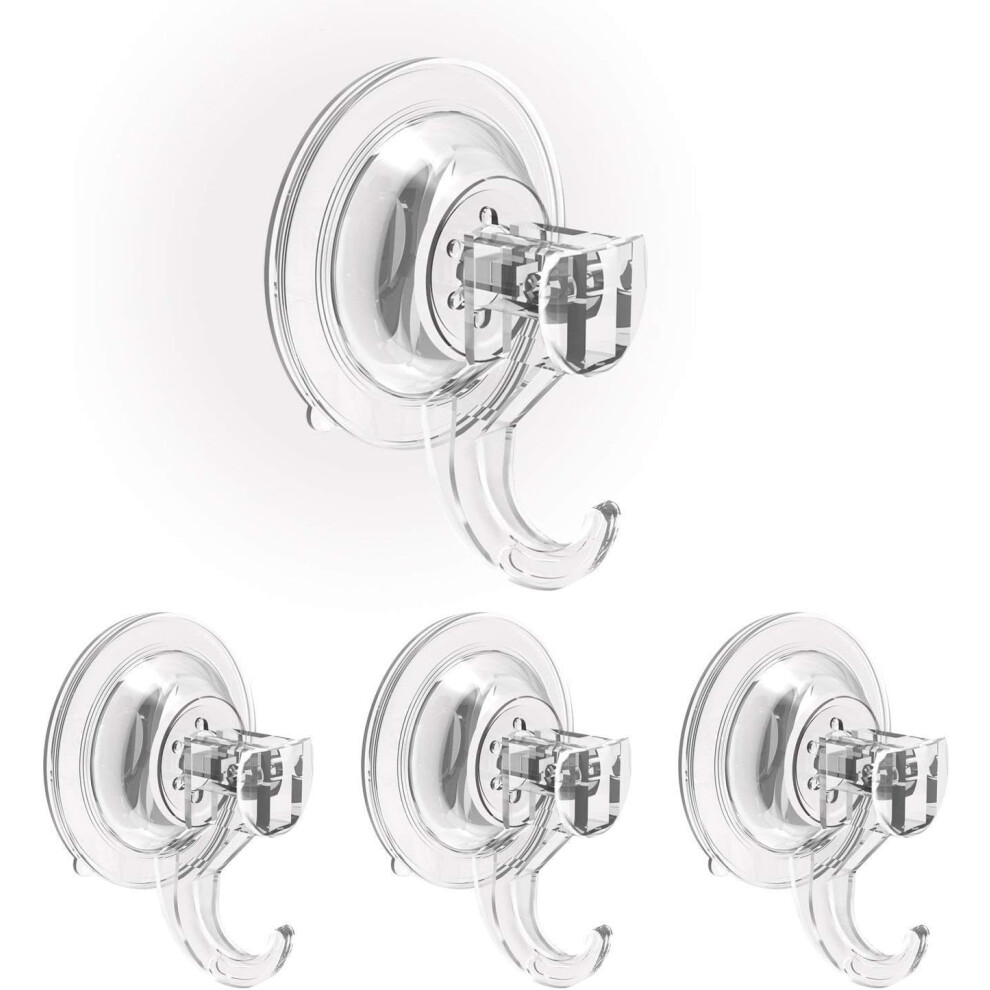 4 Pack Hooks Suction Hooks Vacuum Suction Holder Wall Hooks For Hanging Without Drilling Transparent 9183899237397