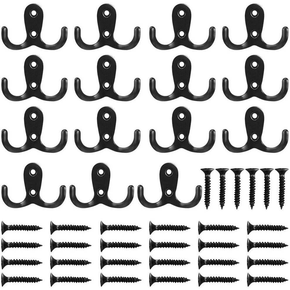Coat Hook, 15 Pieces Double Coat Hooks Antique Wall Mount Hooks And Coat Hooks Black Wall Mounted Co 9183899238066
