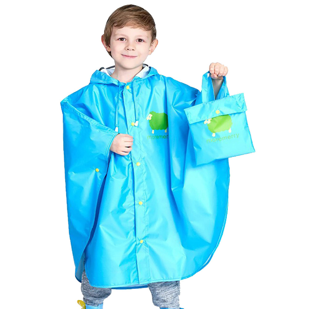 Rain Poncho Kids Rain Cape Girls Boys 100% Rainproof Portable Foldable Raincoat Kids Rain Poncho Bic Blue 9183899239087