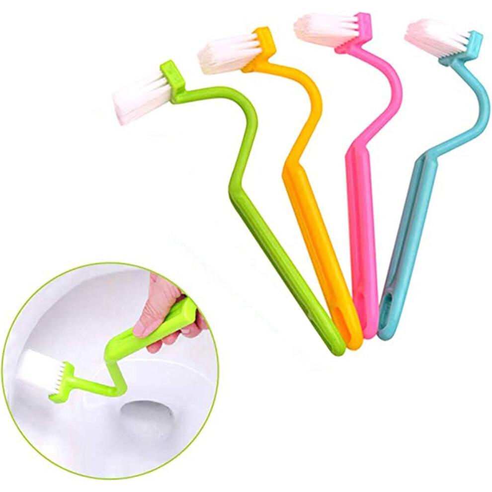 4 Pieces Portable Toilet Brush Bathroom Scrubber Light Color Home Shower Room V-Type Curved Cleaning-image-OPC-PMHCMBD-NEW
