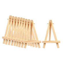 10 Pack Display Easel, Natural Wooden Tripod Holder Stand for Displaying Small Canvas, Business Card