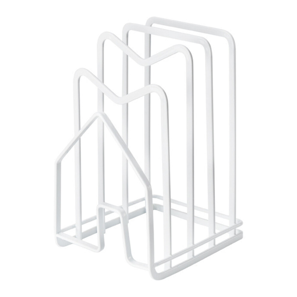 Multifunctional Pot Pan Lid Stand Holder Iron Good Ventilation Kitchen Countertop Organizer,White 9183899245606