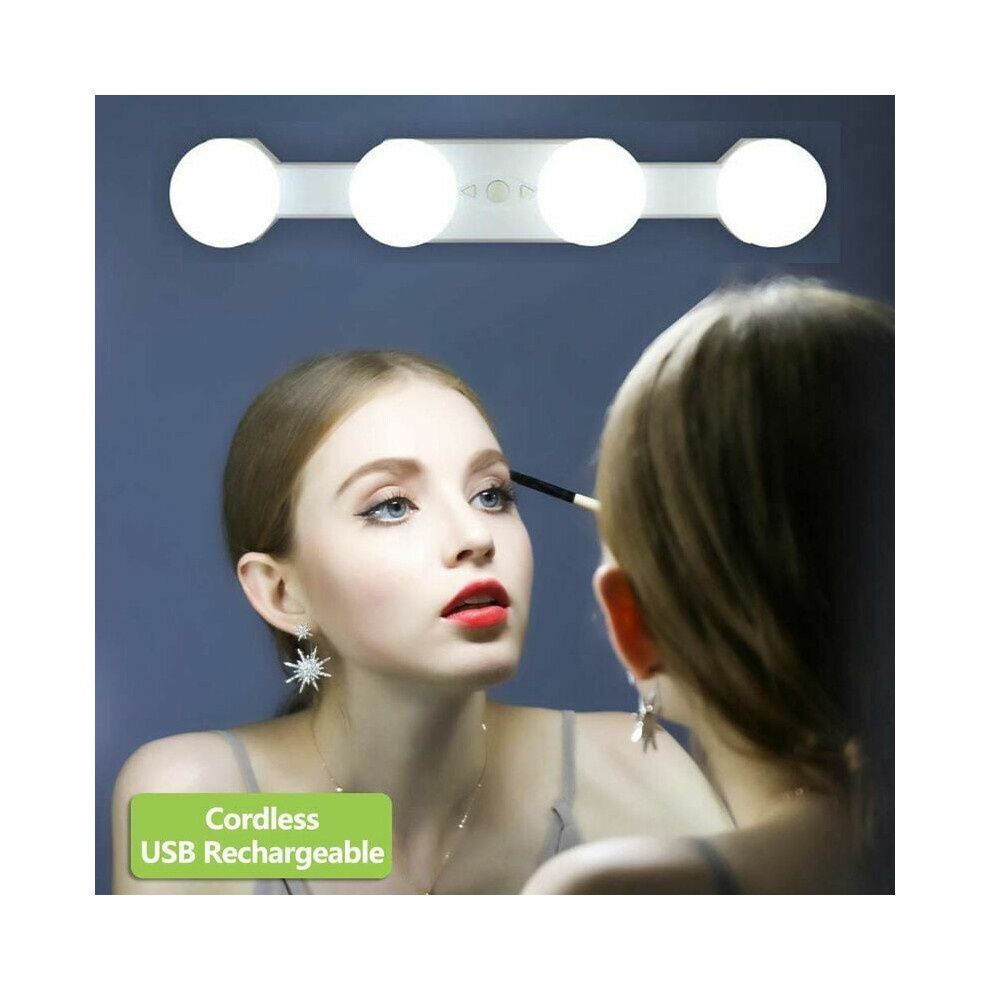 LED Cosmetic Mirror Lamp, 4 Bulbs, Dimmable Makeup Lamp, Portable Makeup Mirror Lamp, Wireless Rechargeable Makeup Mirror Lamp, Mirror Lighting