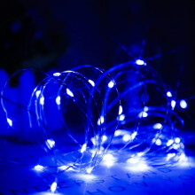 Blue LED String Lights Battery Operated 50 Micro LED String Lights 5M LED String Lights Indoor Outdoor with Battery Saving Timer