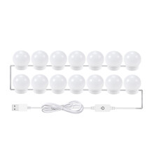14-Bulb Fill Light, Viscose Three-Color Changing Vanity Makeup Mirror, Dimmable LED USB Mirror, USB Makeup Mirror Lamp