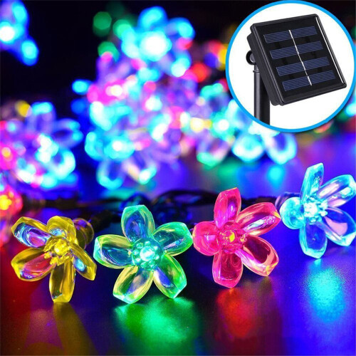 Cherry Blossom String Lights, Solar Powered, 7m, 50 LED, Plug-in, for Christmas Tree, Easter, Indoor