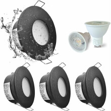 Set of 4 IP65 waterproof LED Recessed Spotlights, 5W 3000K Warm White Recessed Spotlight for bathroo