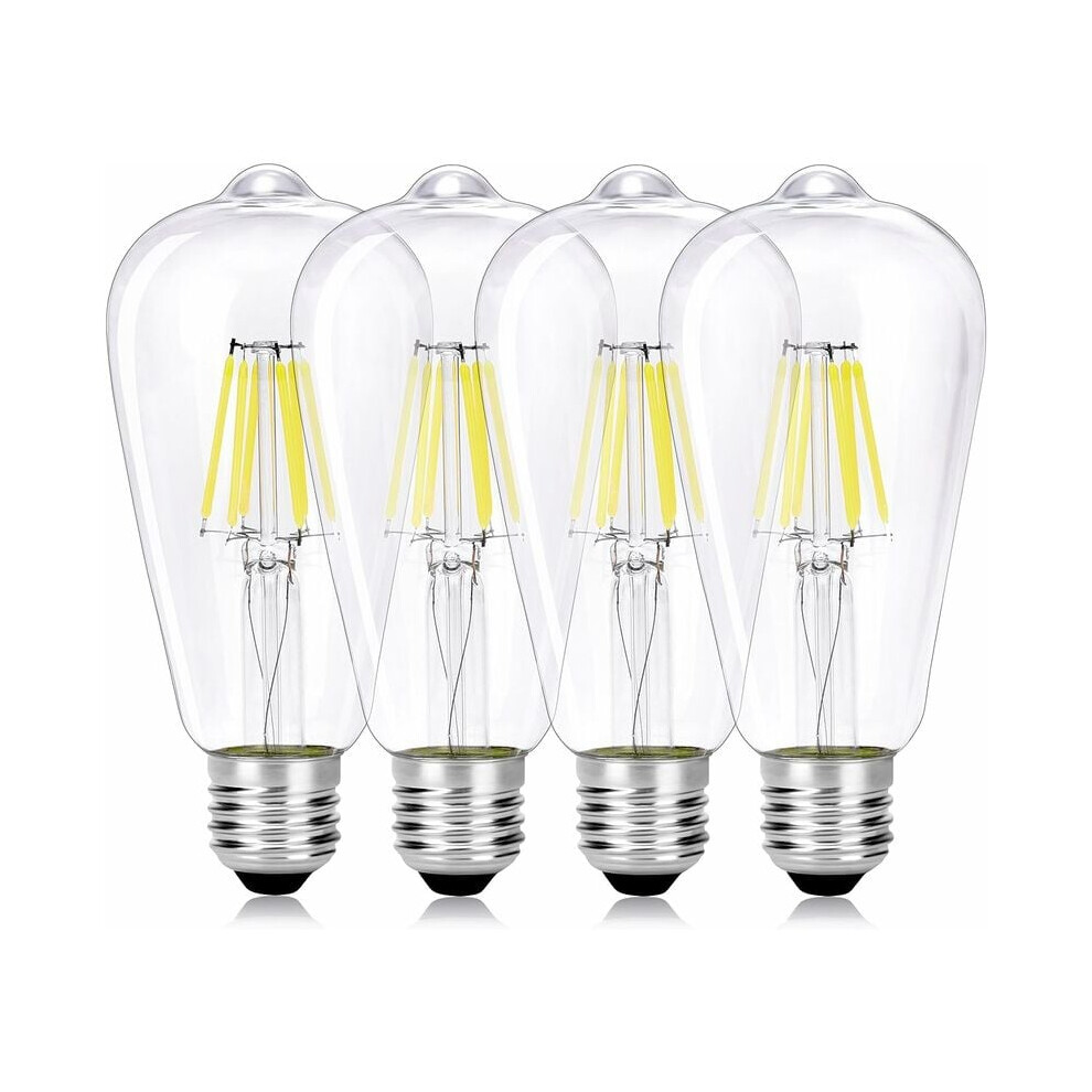 E14 LED Bulb 6W ST64 LED Bulb, E27 Vintage Edison LED Filament Lamp, Replaces 60W Incandescent, 6000