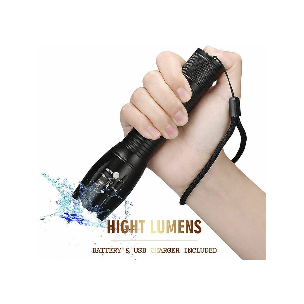 Rechargeable Military Torch Lumens LED Flashlight - For Camping, Outdoors, Emergencies-image-OPC-PMHCWSN-NEW