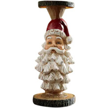 Carved Candleholder Santa Candlestick Resin Decorations for Home Living Room Desktop