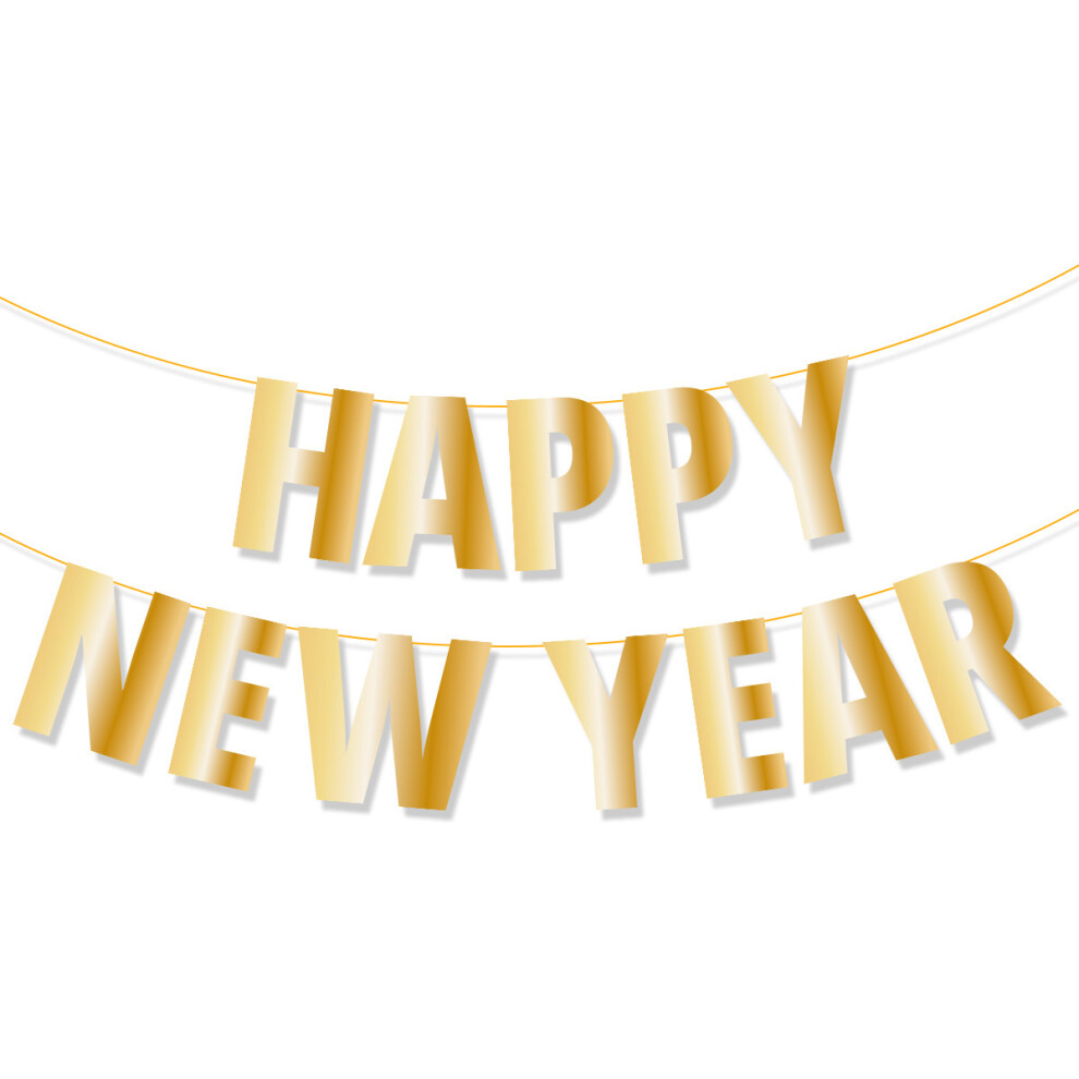 Gold 1 Set Happy New Year Banner Happy New Year Sign New Year Bunting Banner New Year Party Decorations F