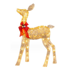 Christmas Reindeer with Red Bow, Light Up Reindeer Outdoor Christmas Decorations for Yard Garden
