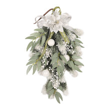 Artificial Christmas Teardrop Garland Inverted Christmas Flower Balls Ornaments Snowy Flocked Artifi