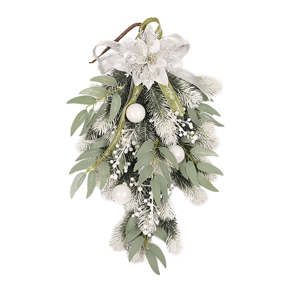 Artificial Christmas Teardrop Garland Inverted Christmas Flower Balls Ornaments Snowy Flocked Artifi